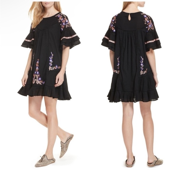 FREE PEOPLE Oversized PAVLO Boho EMBROIDERED DRESS Sz Medium - Picture 2 of 13